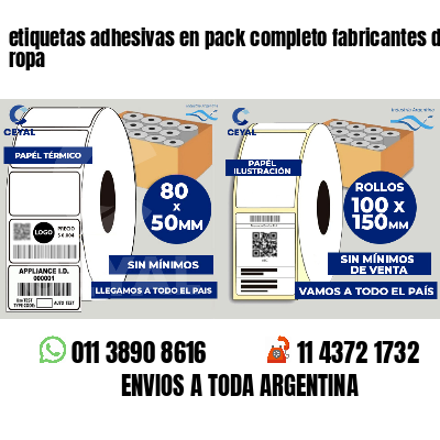 etiquetas adhesivas en pack completo fabricantes de ropa