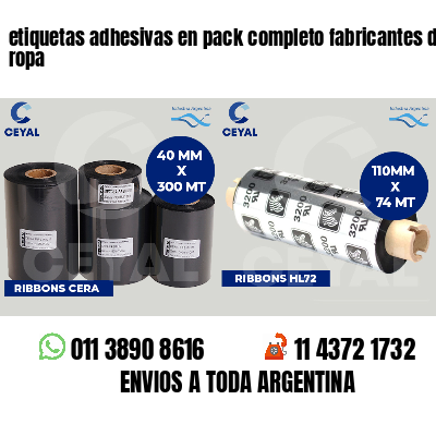 etiquetas adhesivas en pack completo fabricantes de ropa