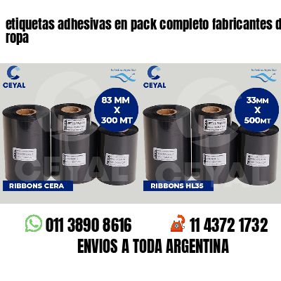 etiquetas adhesivas en pack completo fabricantes de ropa