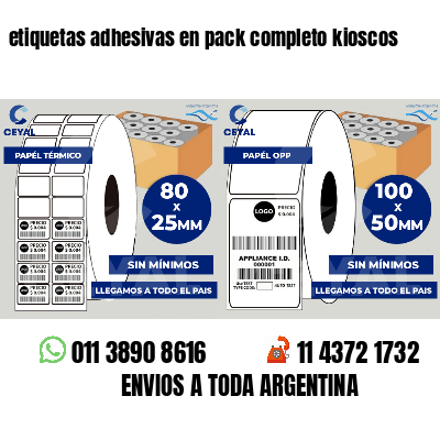 etiquetas adhesivas en pack completo kioscos