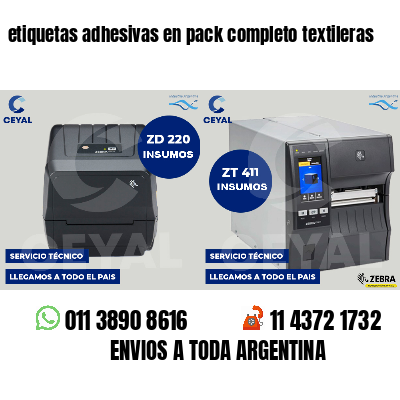 etiquetas adhesivas en pack completo textileras