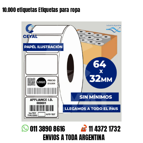 10.000 etiquetas Etiquetas para ropa