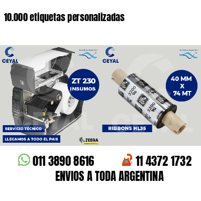 10.000 etiquetas personalizadas