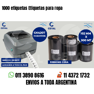 1000 etiquetas Etiquetas para ropa