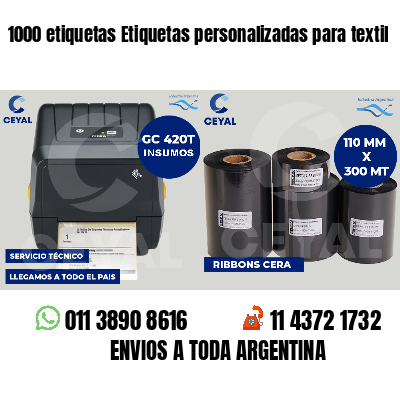 1000 etiquetas Etiquetas personalizadas para textil