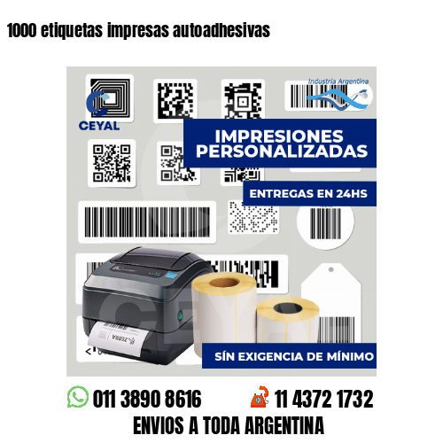 1000 etiquetas impresas autoadhesivas