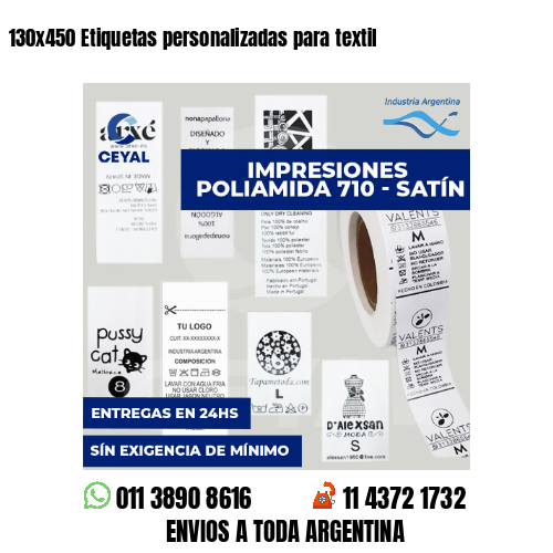 130x450 Etiquetas personalizadas para textil