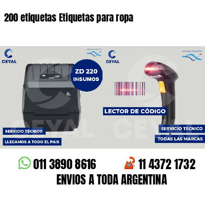 200 etiquetas Etiquetas para ropa