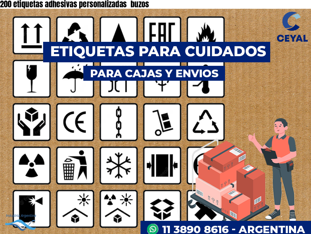 200 etiquetas adhesivas personalizadas  buzos