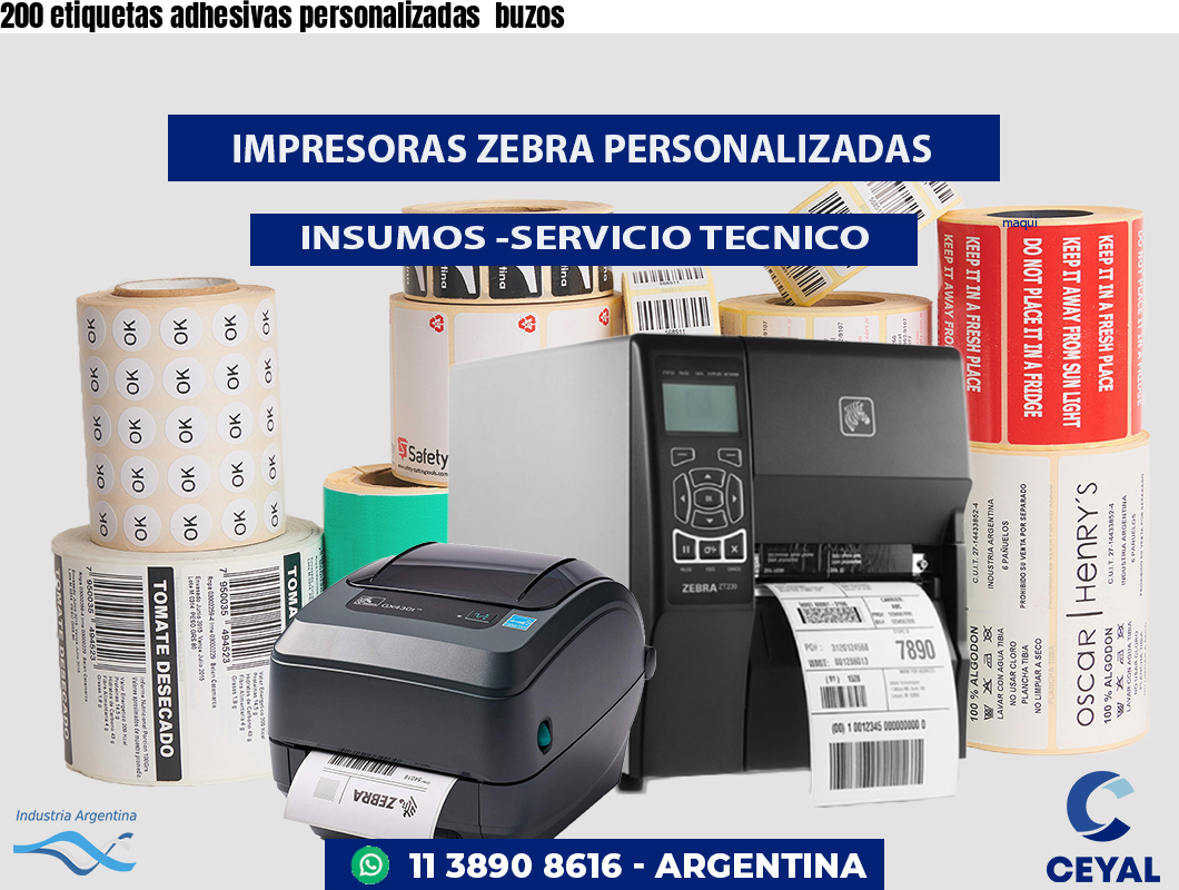 200 etiquetas adhesivas personalizadas  buzos