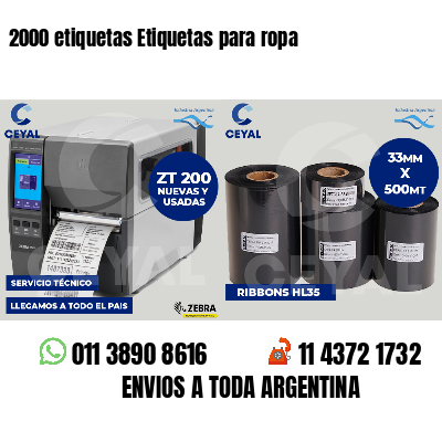 2000 etiquetas Etiquetas para ropa