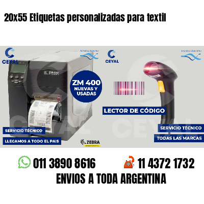 20x55 Etiquetas personalizadas para textil