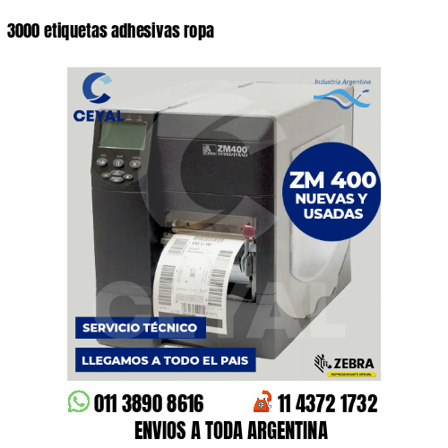 3000 etiquetas adhesivas ropa