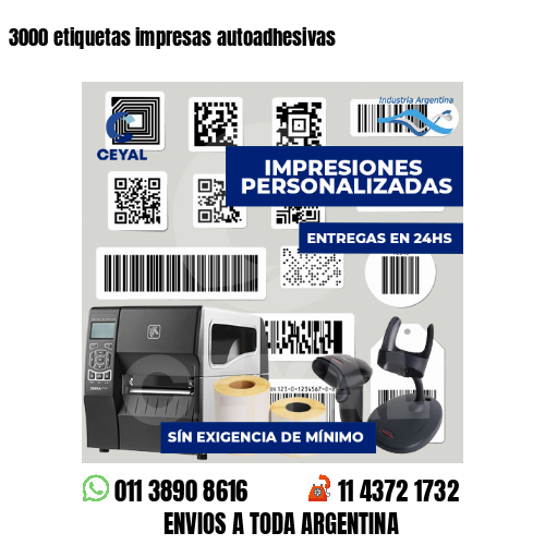 3000 etiquetas impresas autoadhesivas