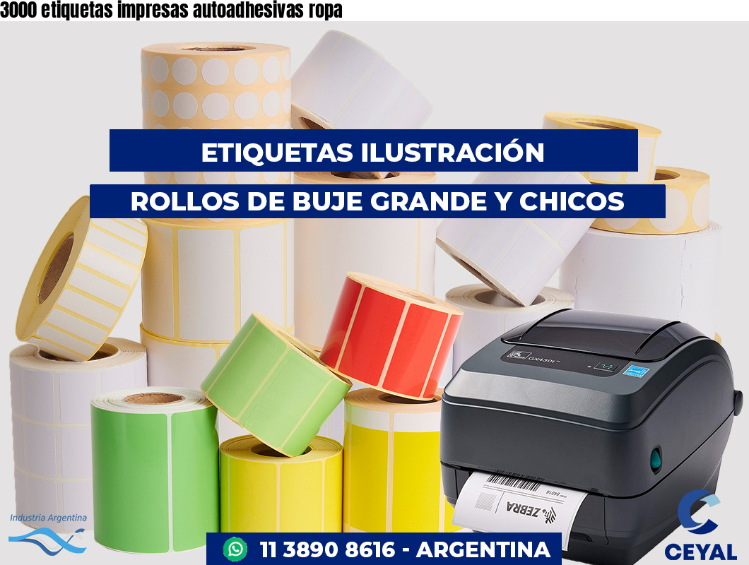 3000 etiquetas impresas autoadhesivas ropa