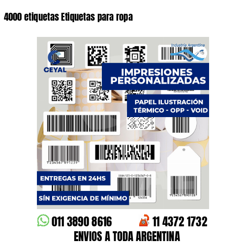 4000 etiquetas Etiquetas para ropa