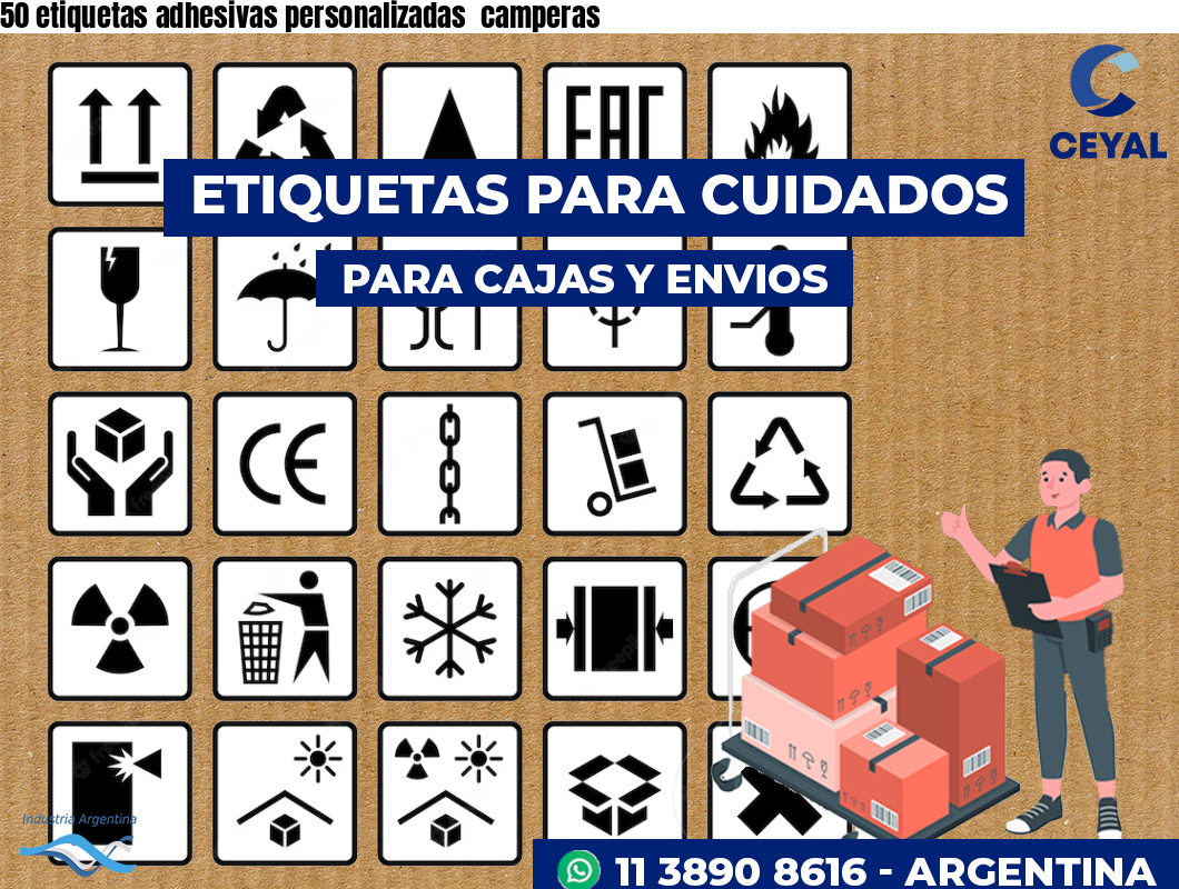 50 etiquetas adhesivas personalizadas  camperas