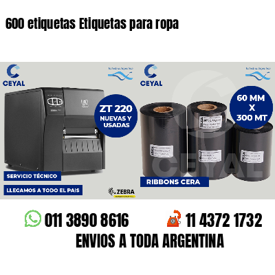 600 etiquetas Etiquetas para ropa