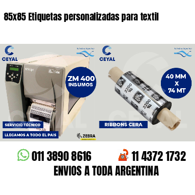 85x85 Etiquetas personalizadas para textil