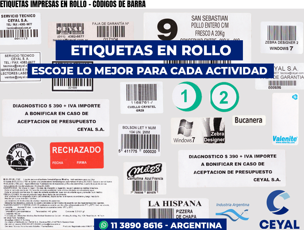 ETIQUETAS IMPRESAS EN ROLLO – CÓDIGOS DE BARRA