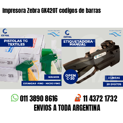 Impresora Zebra GK420T codigos de barras