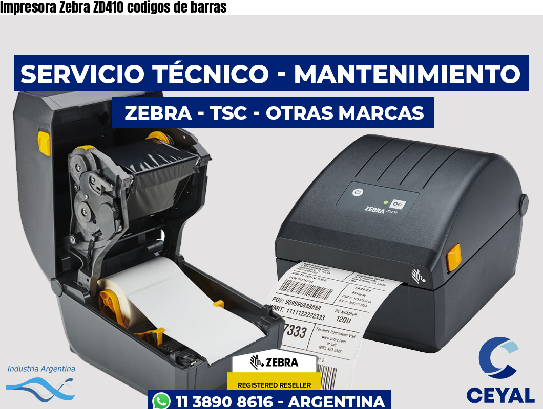 Impresora Zebra ZD410 codigos de barras