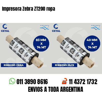 Impresora Zebra ZT200 ropa