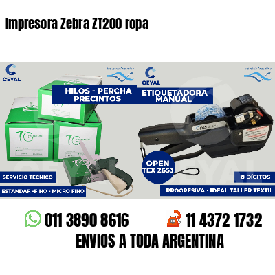 Impresora Zebra ZT200 ropa