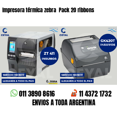 Impresora térmica zebra  Pack 20 ribbons