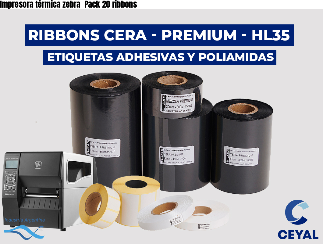 Impresora térmica zebra  Pack 20 ribbons