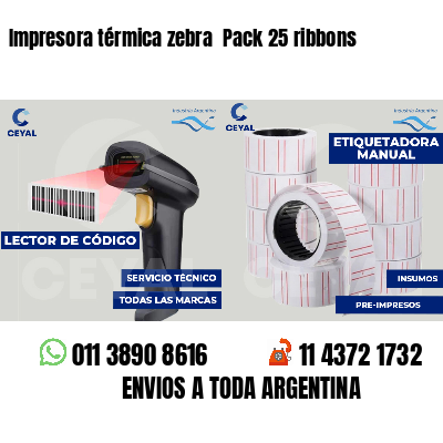 Impresora térmica zebra  Pack 25 ribbons