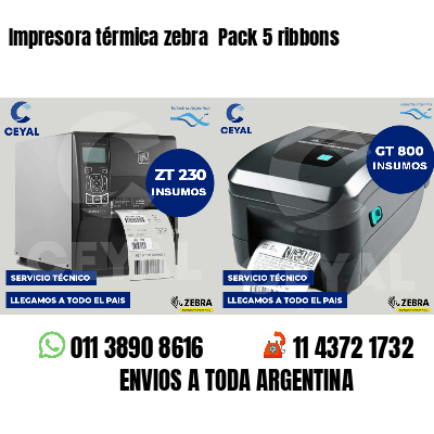 Impresora térmica zebra  Pack 5 ribbons