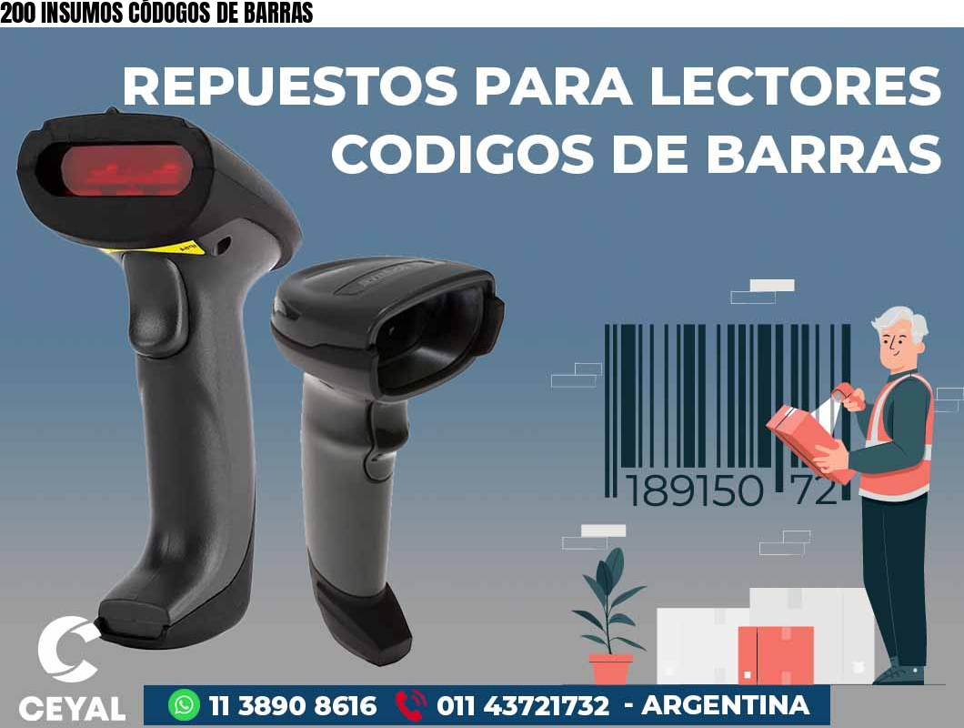 200 INSUMOS CÓDOGOS DE BARRAS