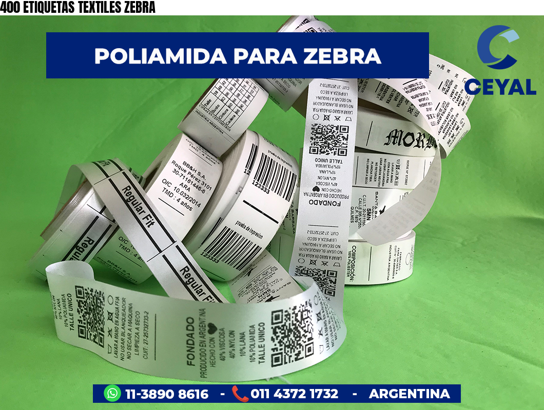 400 ETIQUETAS TEXTILES ZEBRA