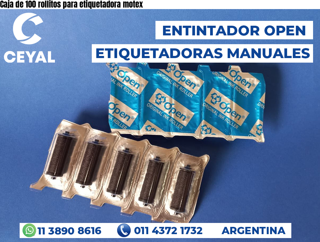 Caja de 100 rollitos para etiquetadora motex