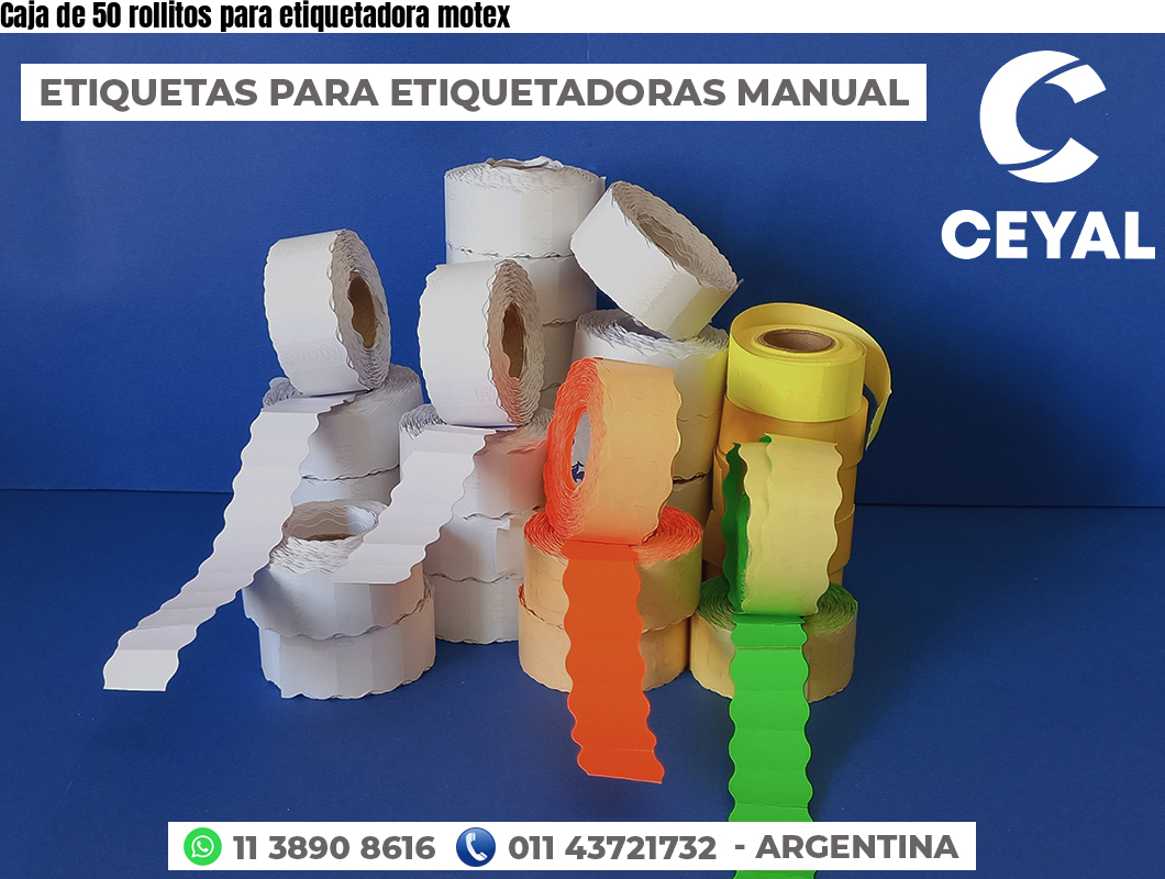 Caja de 50 rollitos para etiquetadora motex