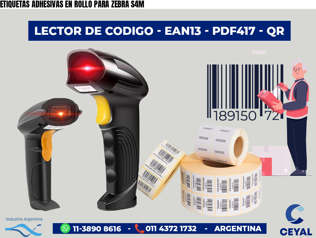 ETIQUETAS ADHESIVAS EN ROLLO PARA ZEBRA S4M