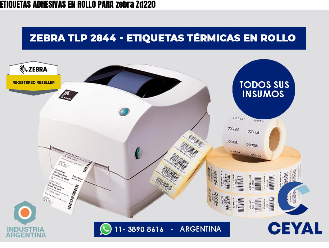 ETIQUETAS ADHESIVAS EN ROLLO PARA zebra Zd220