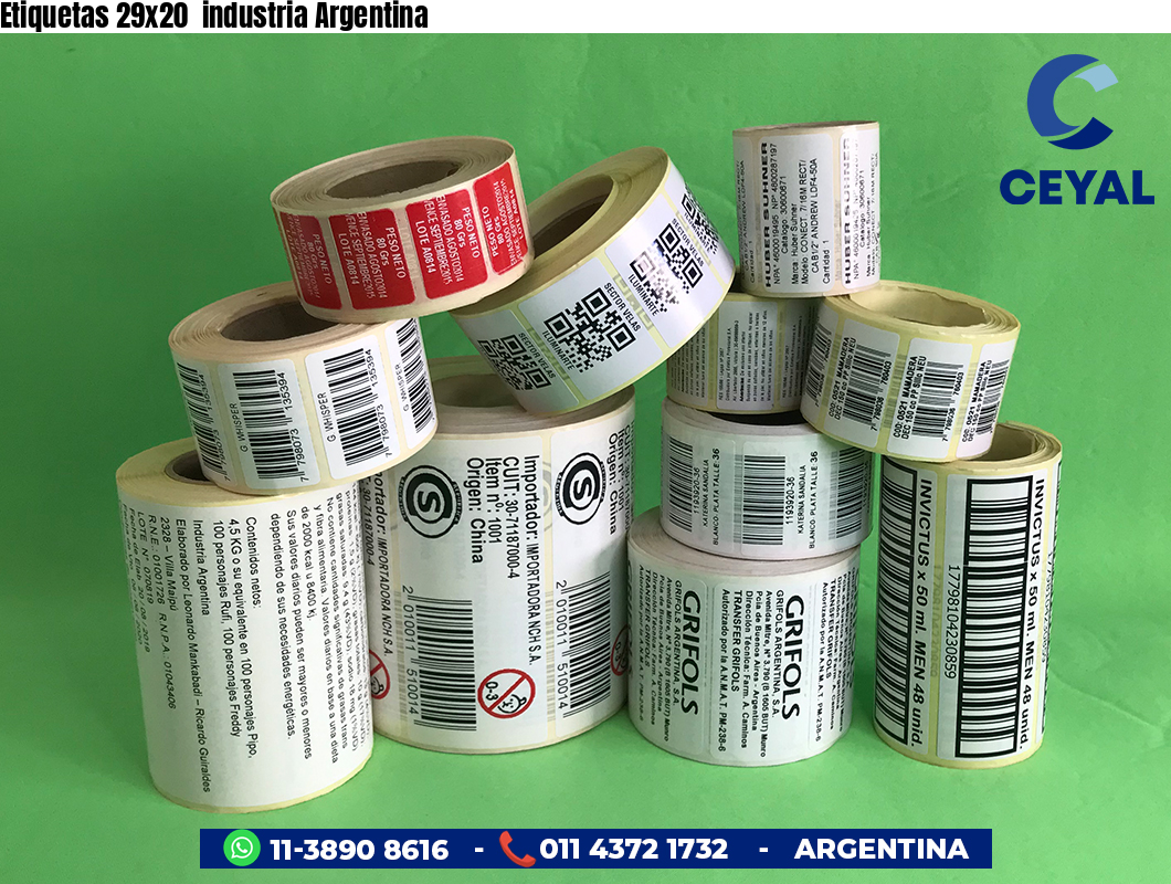 Etiquetas 29x20  industria Argentina