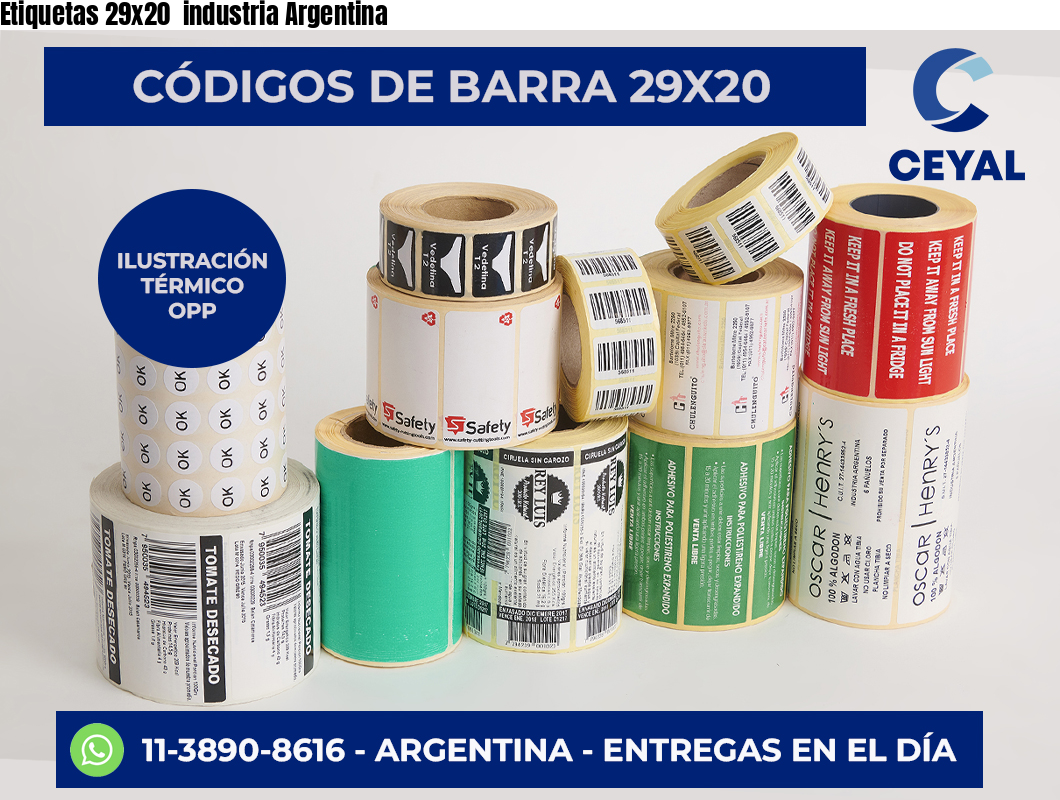 Etiquetas 29x20  industria Argentina