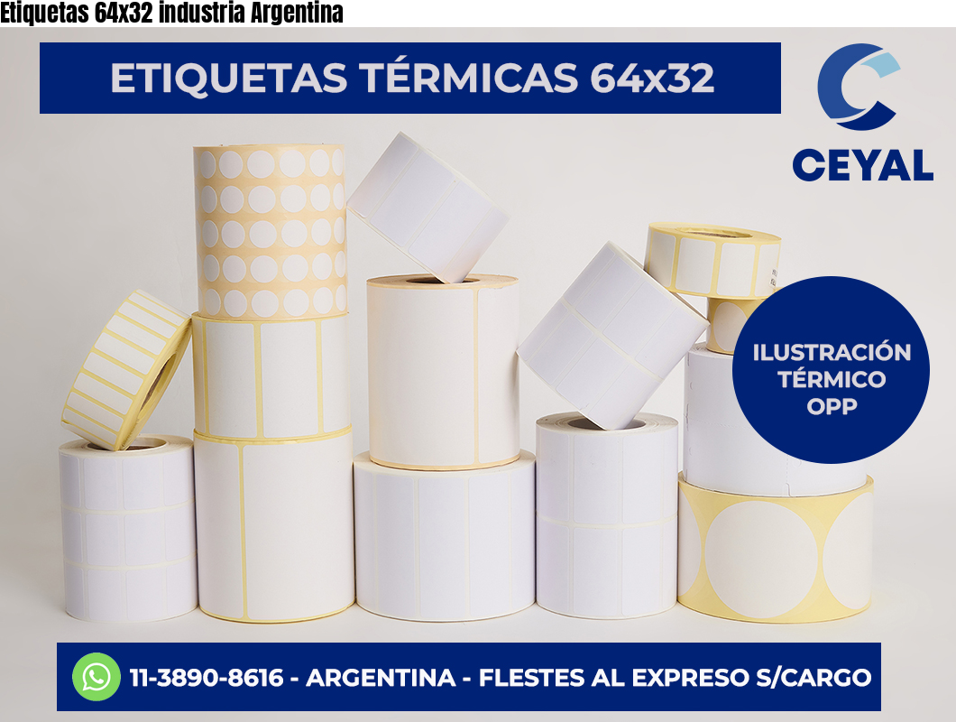 Etiquetas 64x32 industria Argentina