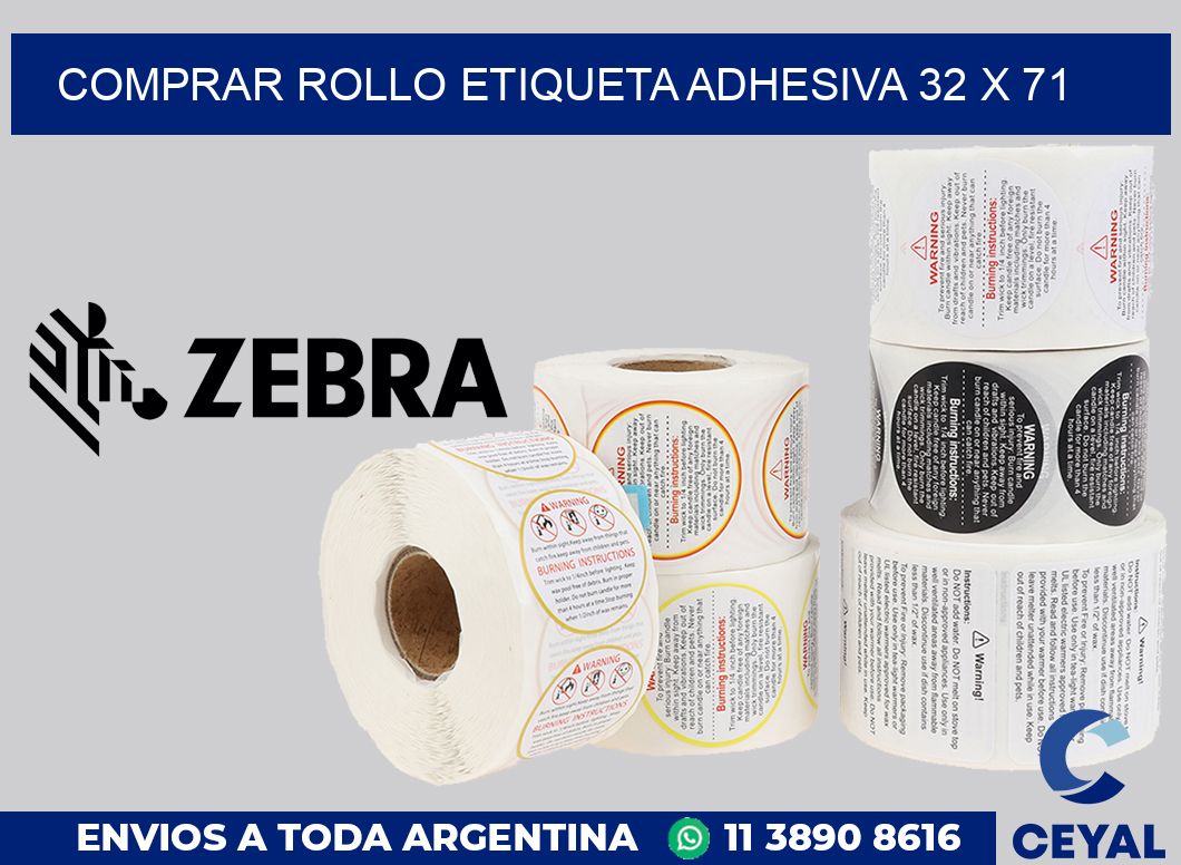 Comprar rollo etiqueta adhesiva 32 x 71