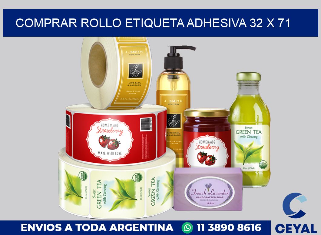 Comprar rollo etiqueta adhesiva 32 x 71