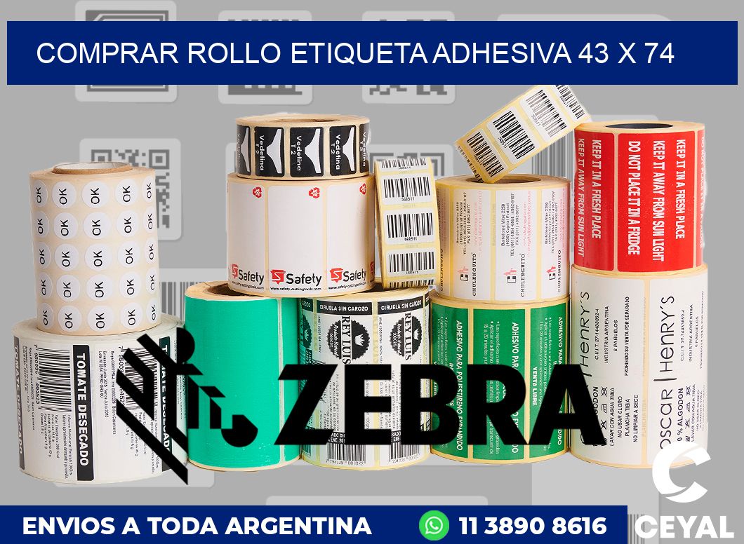 Comprar rollo etiqueta adhesiva 43 x 74