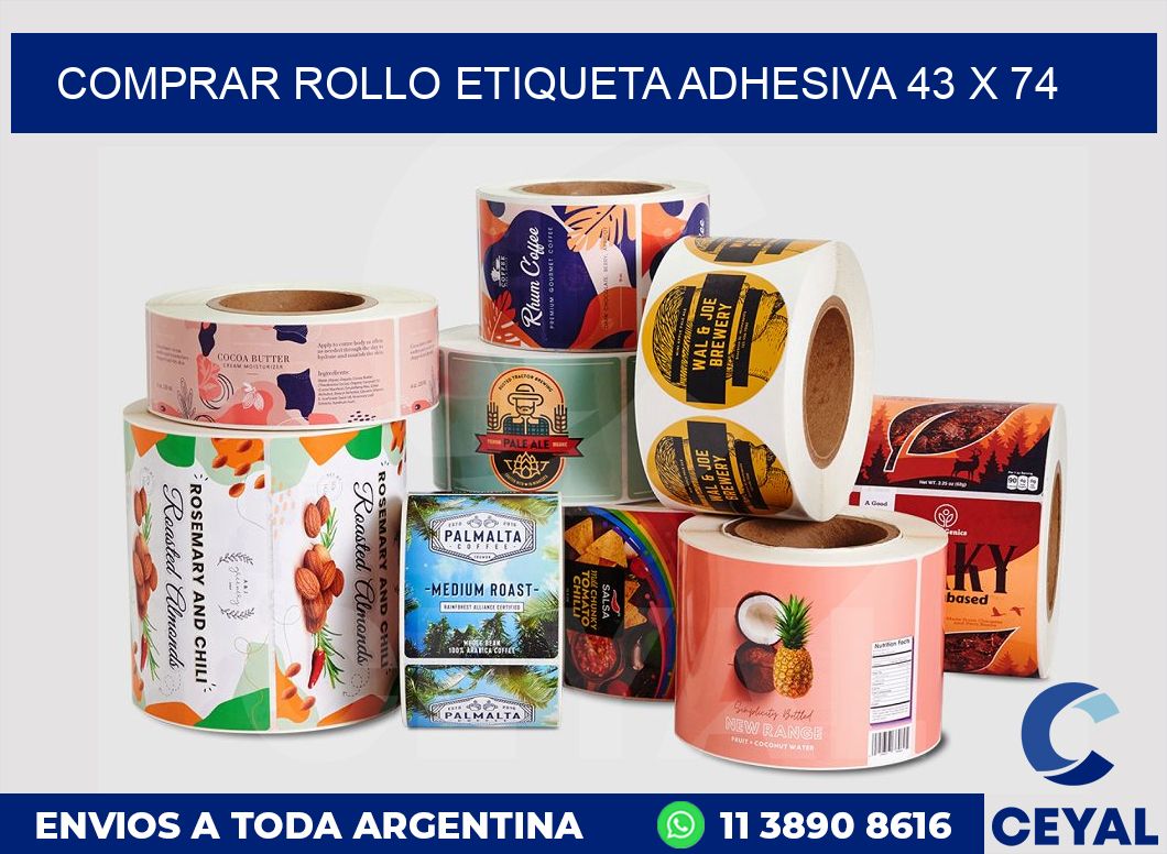 Comprar rollo etiqueta adhesiva 43 x 74