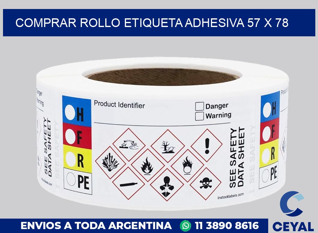 Comprar rollo etiqueta adhesiva 57 x 78