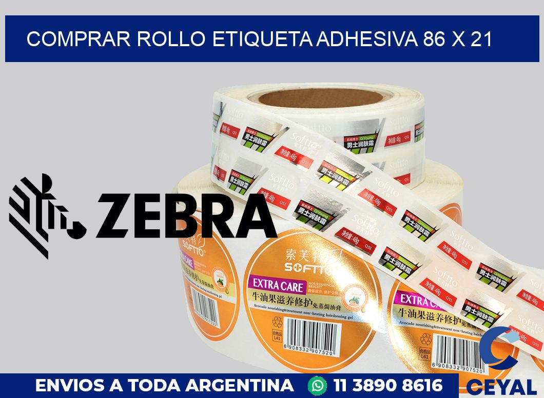 Comprar rollo etiqueta adhesiva 86 x 21