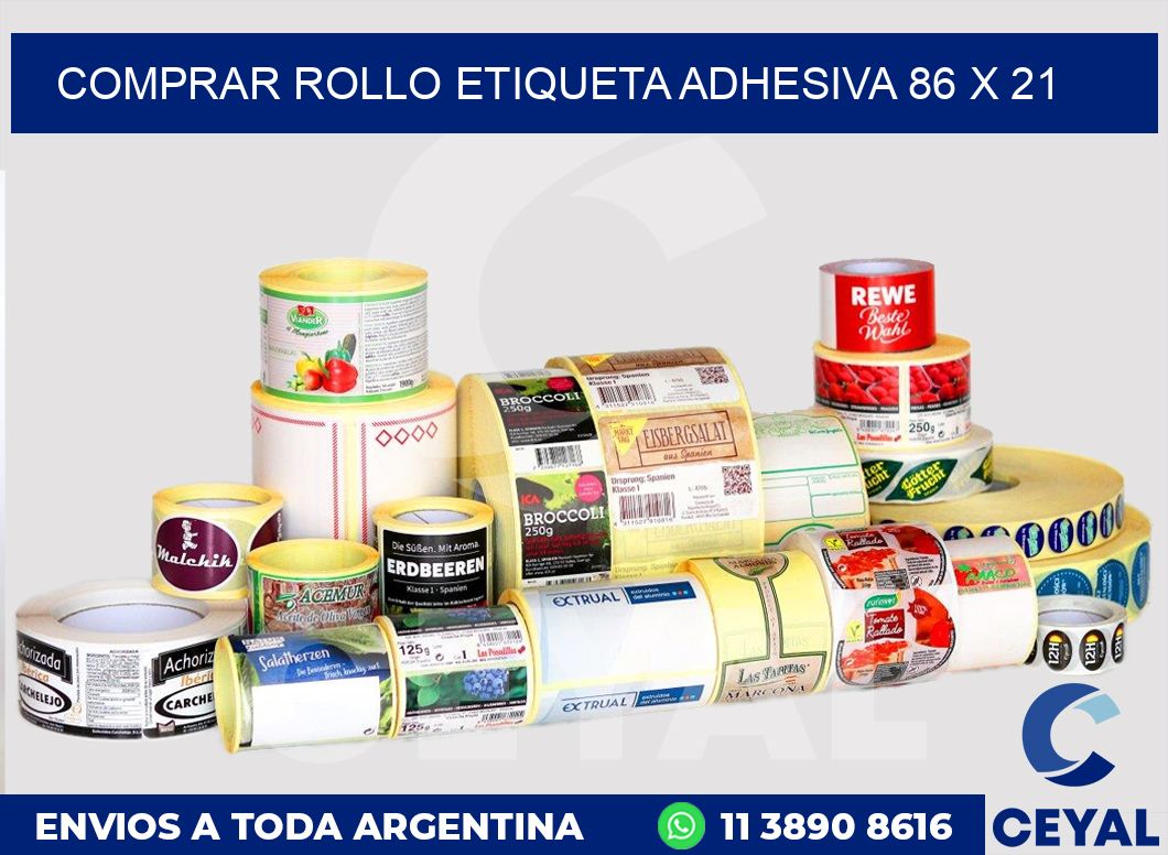 Comprar rollo etiqueta adhesiva 86 x 21