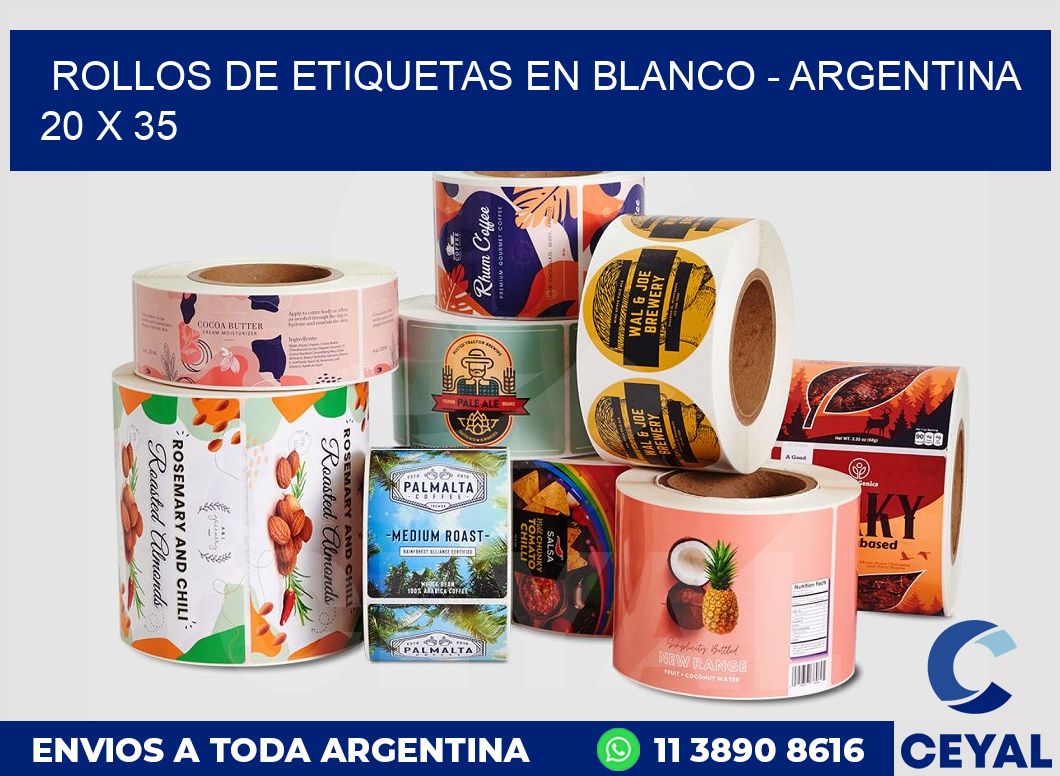 Rollos de etiquetas en blanco – Argentina 20 x 35