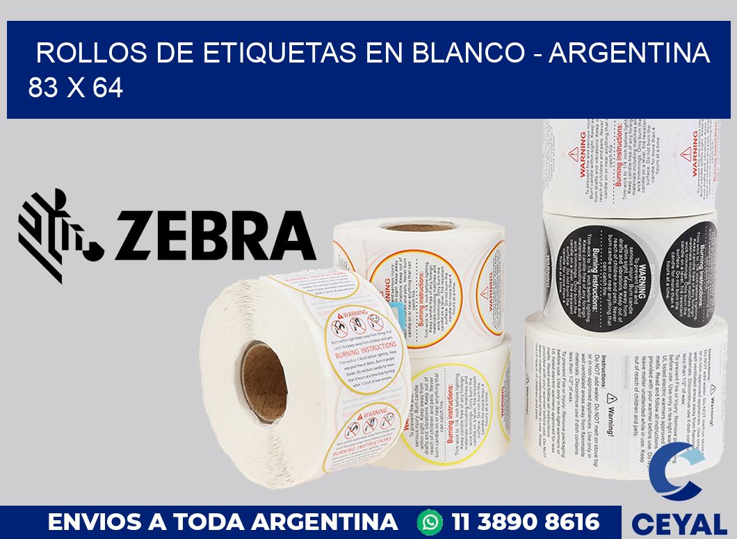 Rollos de etiquetas en blanco - Argentina 83 x 64